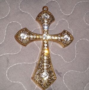 Elegant Gold Rhinestone Cross
